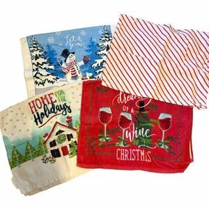 Holiday Christmas Festive Winter Kitchen Dish Towel Lot Bundle